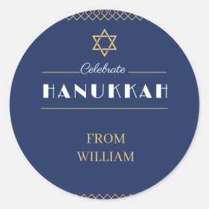 Join Us for a Joyous Hanukkah Celebration!" Classic Round Sticker