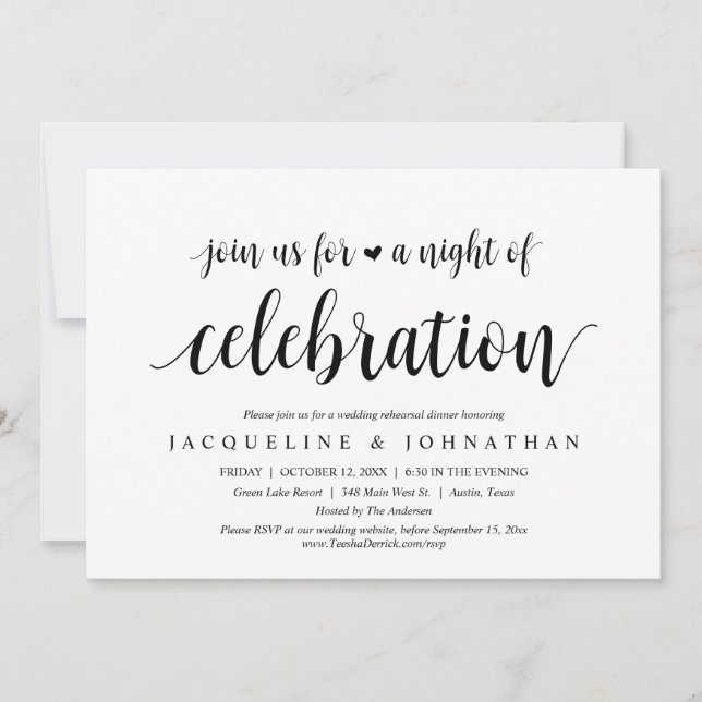 Join us for a night of rehearsal celebration invitation (Front)