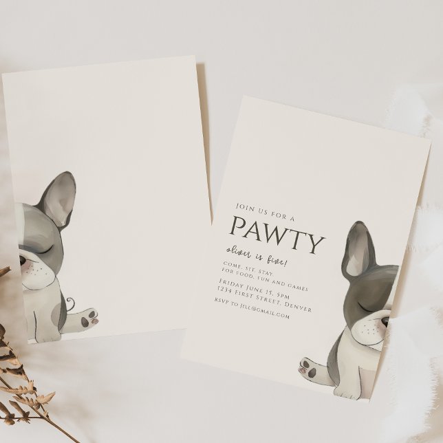 Join us for a Pawty French Bulldog Birthday  Invitation (Creator Uploaded)