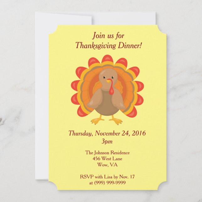 Join us for Thanksgiving Dinner Invitation (Front)