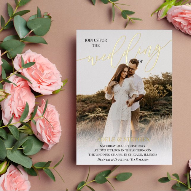 Join Us Gold Script Photo Double Sided Wedding  (Creator Uploaded)