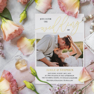 Join Us Gold Script Photos Double Sided Wedding