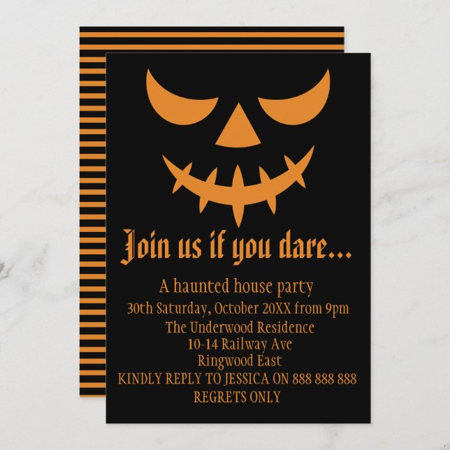 JOIN US IF YOU DARE HALLOWEEN PARTY INVITATION (Front/Back)
