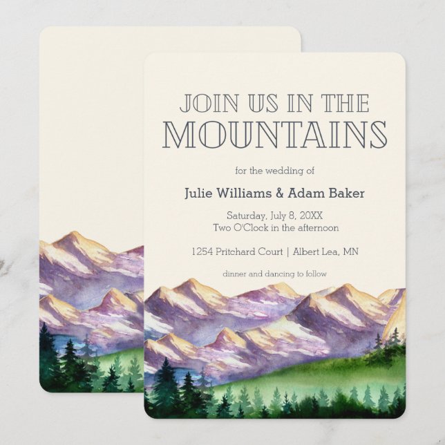 Join Us In The Mountains | Rustic Wedding Invitation (Front/Back)