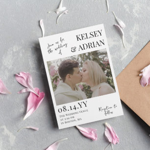 Join Us Modern Typography Photo Wedding Invitation