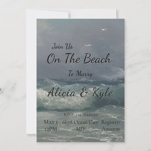 Join Us On The Beach Wedding Invitation (Front)