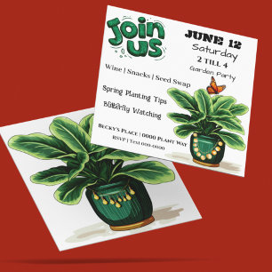 Join Us Plants and Butterflies Garden Party Invite