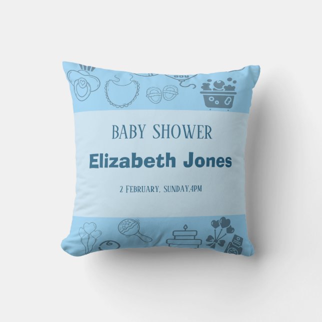 "Join Us to Celebrate Our Little Prince on the Way Cushion (Front)