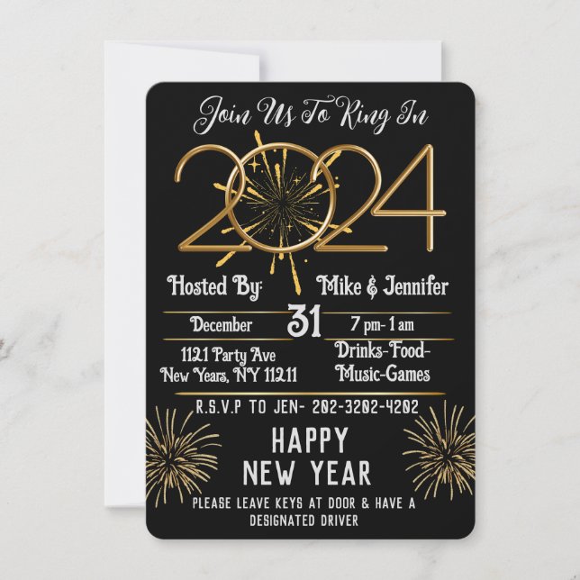 Join Us To Ring In 2024 Invitation (Front)
