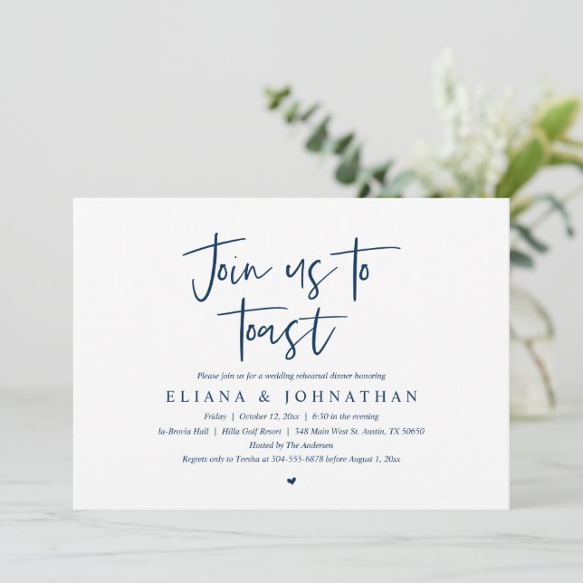 Join us to toast, Wedding Rehearsal Dinner Invitat Invitation (Standing Front)