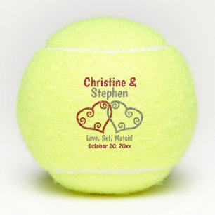 Joined Hearts Wedding Tennis Favour Balls