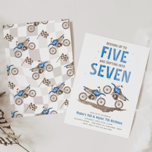 Joint 5th & 7th Dirt Bike Birthday Invitation