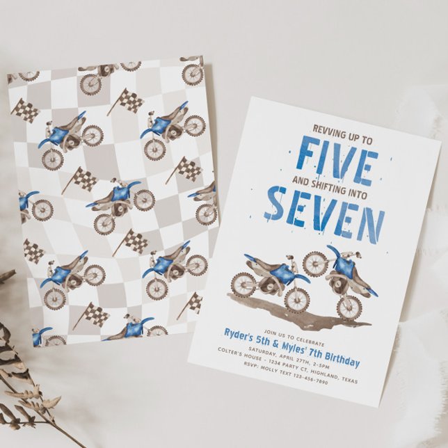 Joint 5th & 7th Dirt Bike Birthday Invitation (Creator Uploaded)
