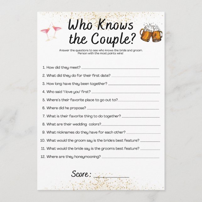 Joint Bachelor/Bachelorette Party Game Invitation (Front)