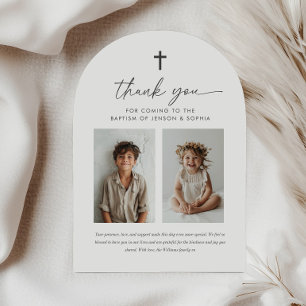 Joint Baptism 2 Photo Arch Thank You Card