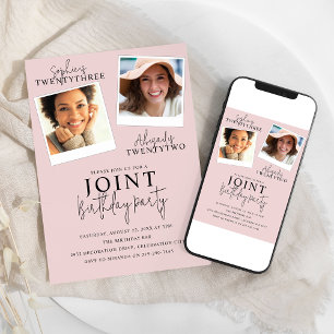 Joint Birthday 2 Photo Invitation