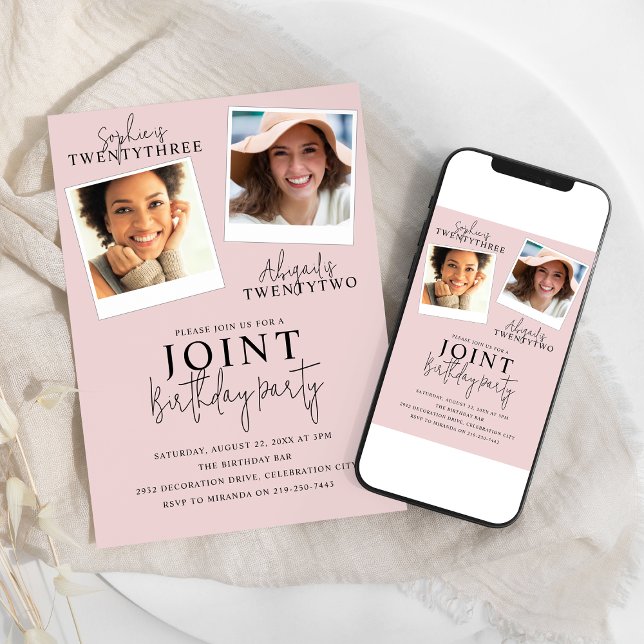 Joint Birthday | 2 Photo Invitation (Creator Uploaded)