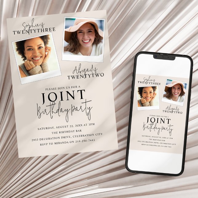 Joint Birthday | 2 Photo Invitation (Creator Uploaded)