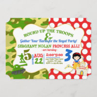 Joint Birthday Army Soldier Princess Invitation
