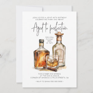 Joint Birthday Invitation for Men 40th Whiskey