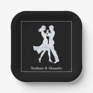 Joint Birthday Party Adults Golden Dance Couple Paper Plate