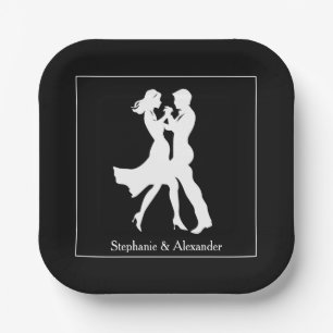 Joint Birthday Party Adults Golden Dance Couple Paper Plate