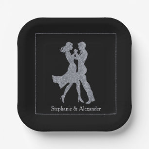 Joint Birthday Party Adults Silver Dance Couple  Paper Plate