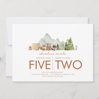 Joint Birthday Party - Adventure Awaits Theme  Invitation