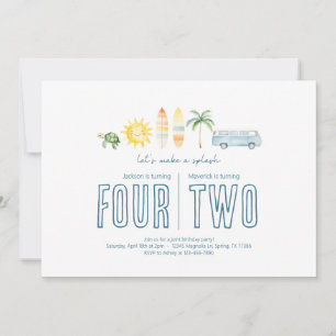 Joint Birthday Party - Beach Theme Invitation