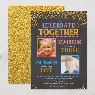 Joint Birthday Party Invitation with Photo