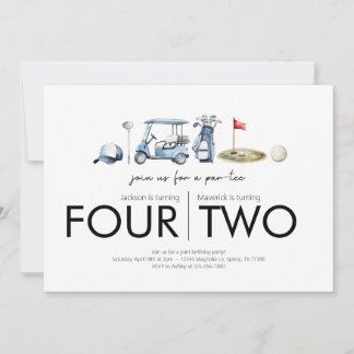 Joint Birthday Party - Let's Par-tee - Golf Theme Invitation