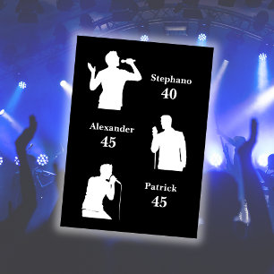 Joint Birthday Triple the Fun Minimalist Black Invitation