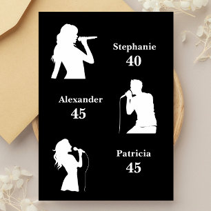 Joint Birthday Triple the Fun Minimalist Black Invitation