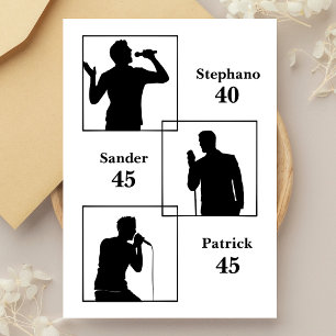 Joint Birthday Triple the Fun Minimalist Black Invitation