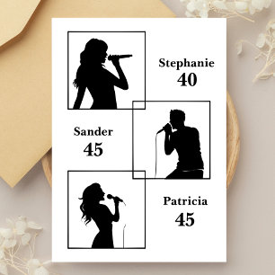 Joint Birthday Triple the Fun Minimalist Black Invitation