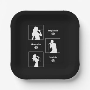 Joint Birthday Triple the Fun Minimalist Black Paper Plate