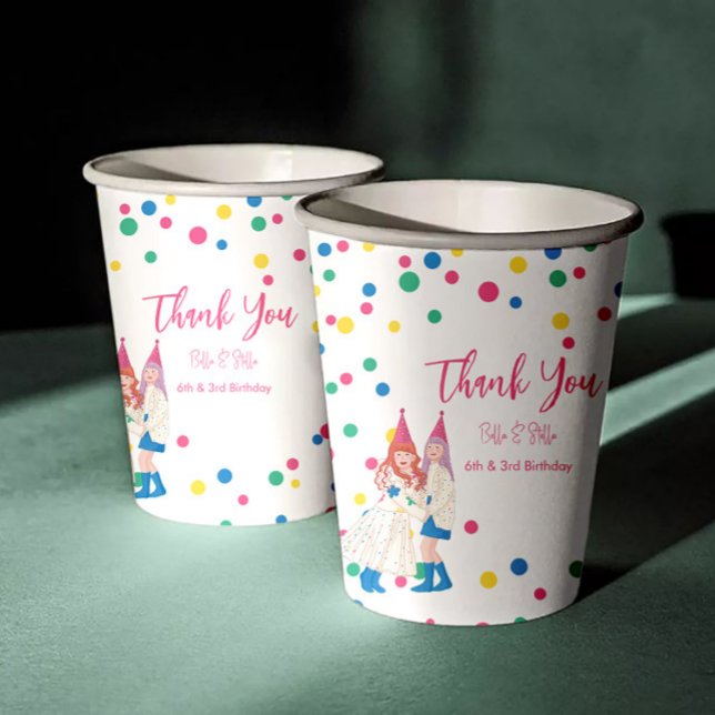  Joint Birthday Whimsical  Sisters    Paper Cups (Creator Uploaded)