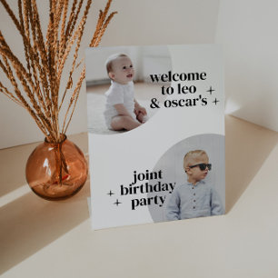 Joint Boys Birthday Arches Pedestal Sign