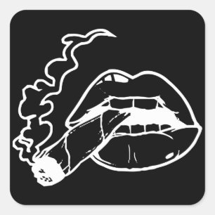 Joint Drip Lips, Dripping Lips Weed Square Sticker