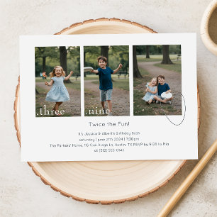 Joint Dual Sibling Any Age Double Birthday Party Invitation