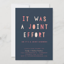 Joint Effort Couple's Baby Shower Invitation Navy