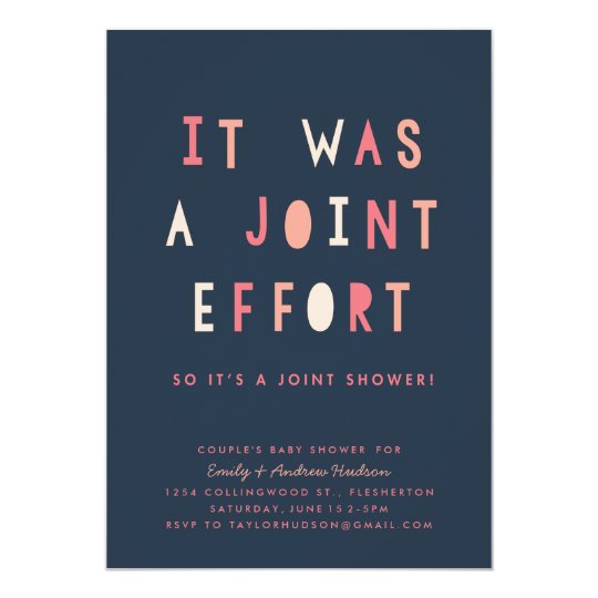 joint effort couple's baby shower invitation navy