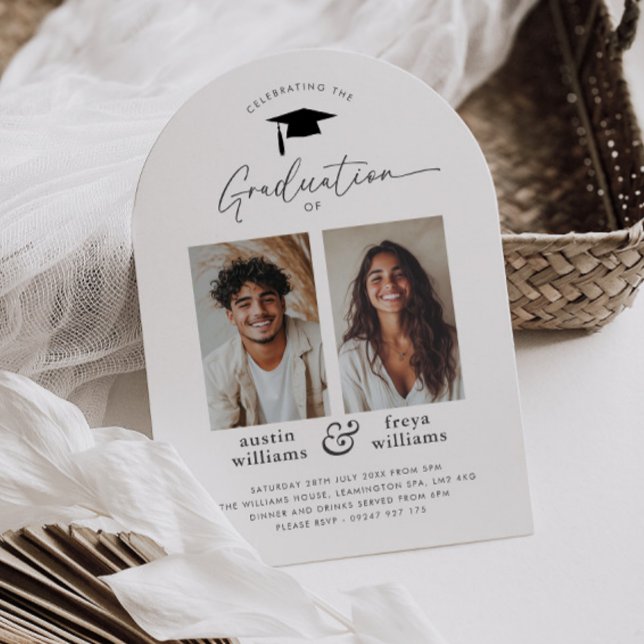 Joint Graduation Party 2 Photo Arch Invitation (Zazzle Joint Graduation Party 2 Photo Arch Invitation)
