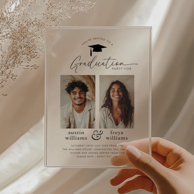Joint Graduation Party 2 Photo Invitation (Zazzle Joint Graduation Party 2 Photo Invitation)