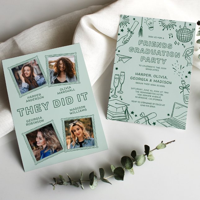 Joint Graduation Party Invitation for 4 Graduates (Creator Uploaded)