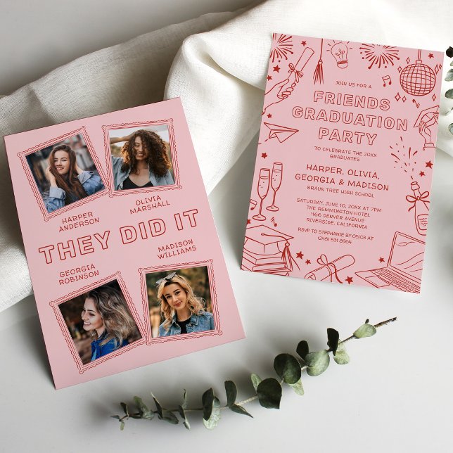 Joint Graduation Party Invitation for 4 Graduates (Creator Uploaded)