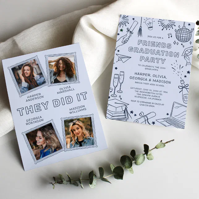 Joint Graduation Party Invitation for 4 Graduates | Zazzle