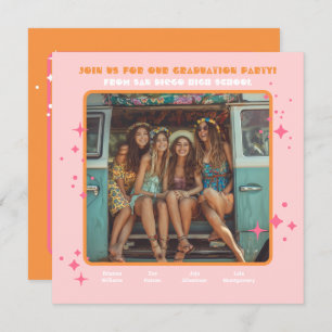 Joint Hippie Photo Graduation Party 4 person Invitation