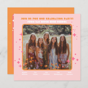 Joint Hippie Photo Graduation Party 5 person Invitation