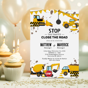 Joint Kids Construction Theme Birthday Party Invitation